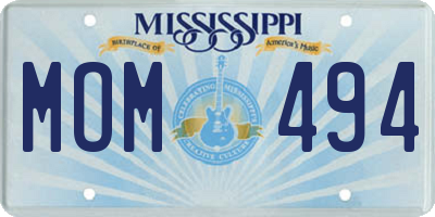 MS license plate MOM494