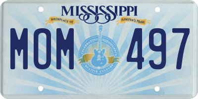 MS license plate MOM497