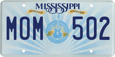 MS license plate MOM502