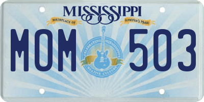 MS license plate MOM503