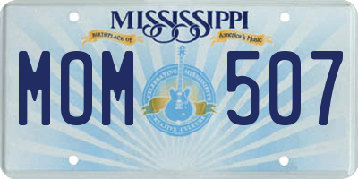 MS license plate MOM507