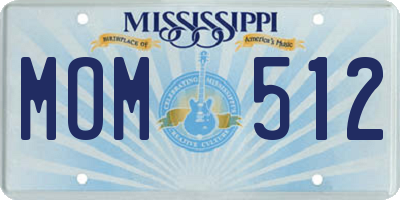 MS license plate MOM512