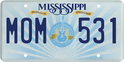 MS license plate MOM531