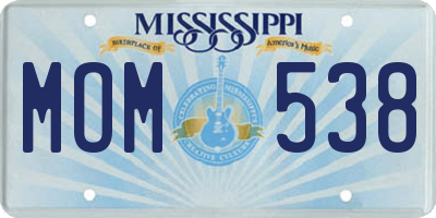 MS license plate MOM538