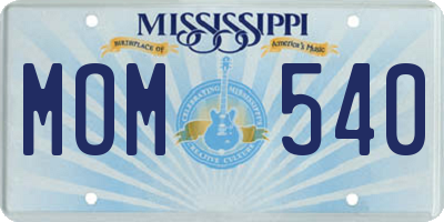MS license plate MOM540