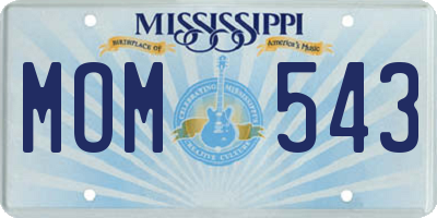 MS license plate MOM543