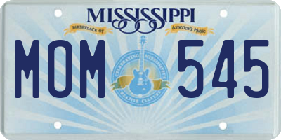 MS license plate MOM545