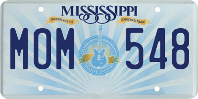 MS license plate MOM548