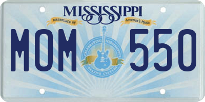 MS license plate MOM550