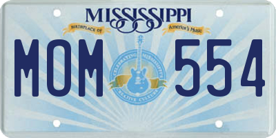 MS license plate MOM554