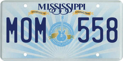 MS license plate MOM558