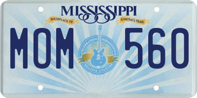 MS license plate MOM560