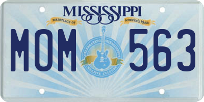 MS license plate MOM563