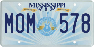 MS license plate MOM578