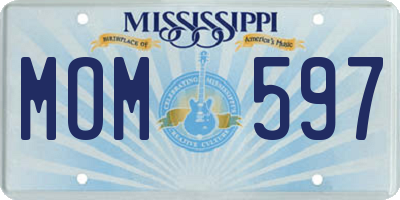 MS license plate MOM597
