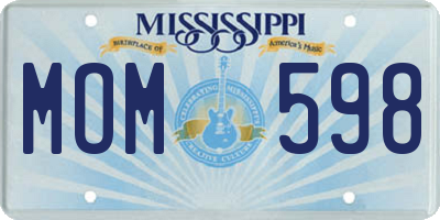 MS license plate MOM598
