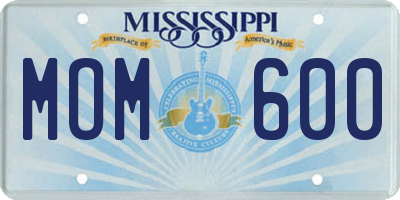 MS license plate MOM600