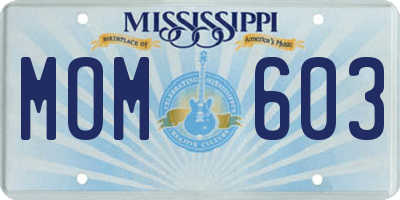 MS license plate MOM603