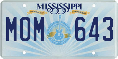 MS license plate MOM643