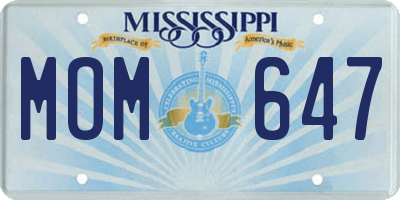 MS license plate MOM647