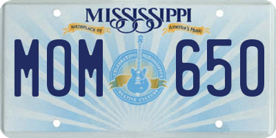 MS license plate MOM650