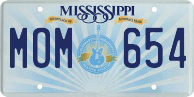 MS license plate MOM654