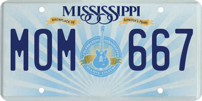 MS license plate MOM667