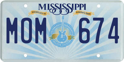 MS license plate MOM674