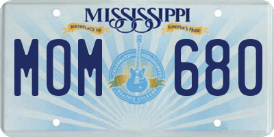 MS license plate MOM680