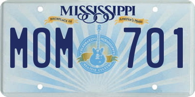 MS license plate MOM701