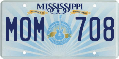 MS license plate MOM708