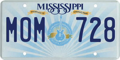 MS license plate MOM728