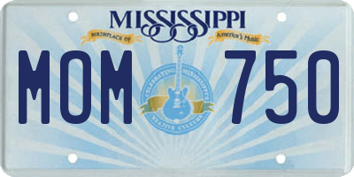 MS license plate MOM750