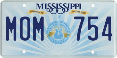 MS license plate MOM754
