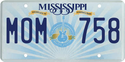 MS license plate MOM758