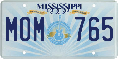 MS license plate MOM765