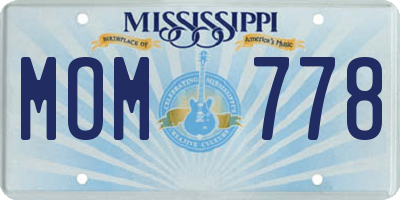 MS license plate MOM778