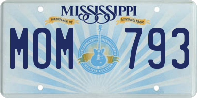 MS license plate MOM793