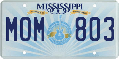 MS license plate MOM803