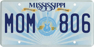 MS license plate MOM806