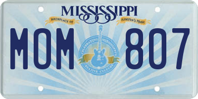 MS license plate MOM807