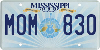 MS license plate MOM830