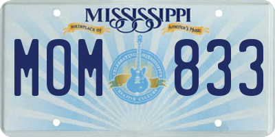 MS license plate MOM833