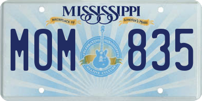 MS license plate MOM835