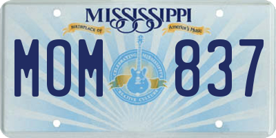 MS license plate MOM837