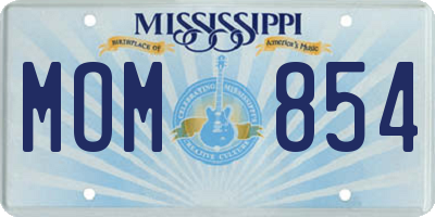 MS license plate MOM854