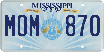 MS license plate MOM870