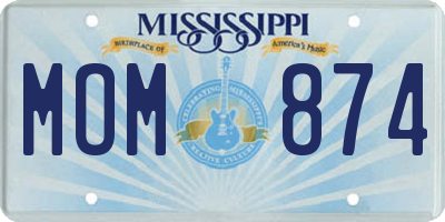 MS license plate MOM874
