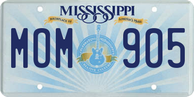 MS license plate MOM905