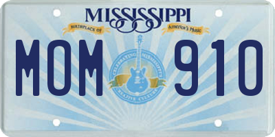 MS license plate MOM910